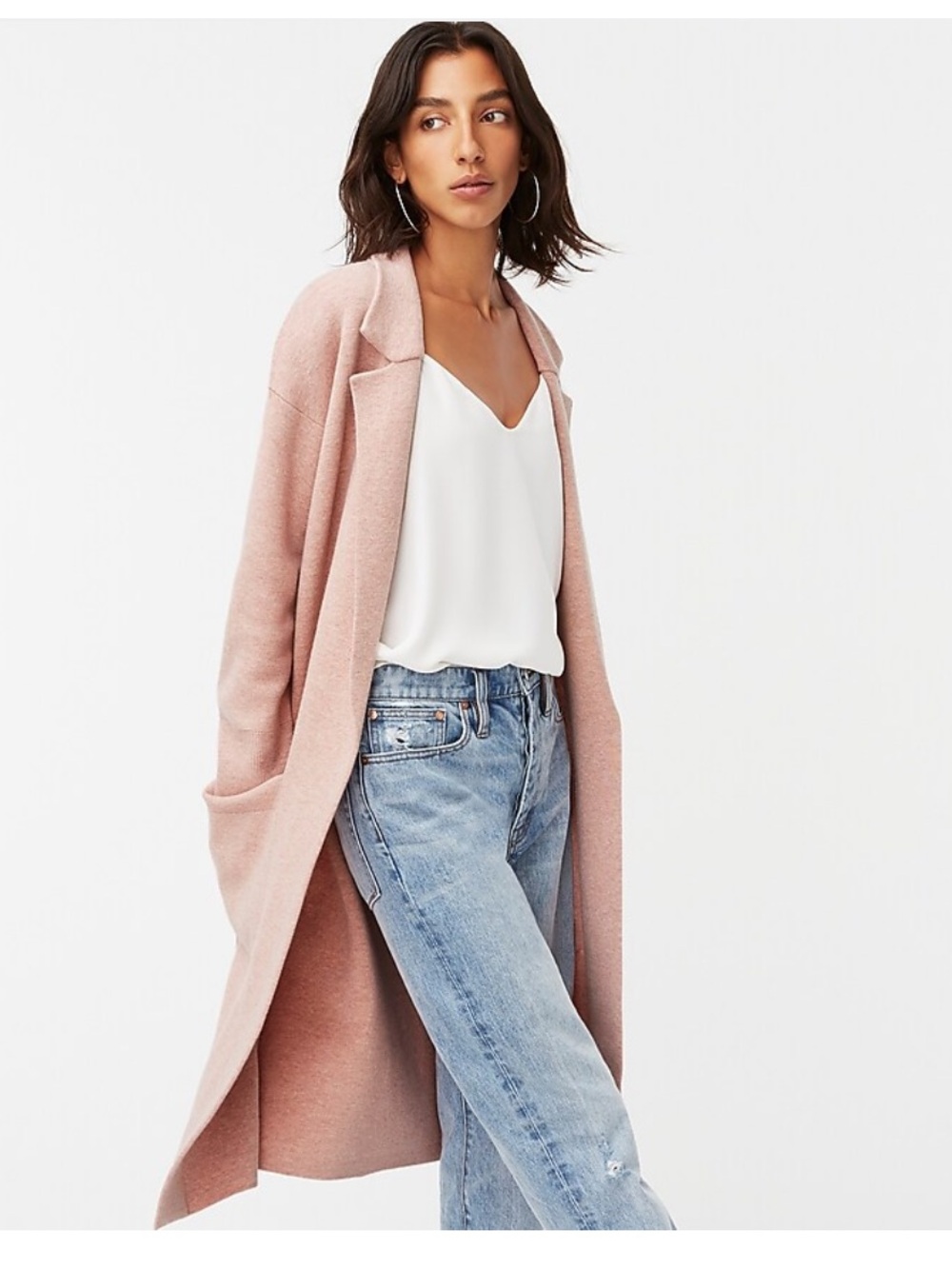 J. Crew Ella Open-Front Merino Wool/Cotton Long Sweater Blazer. Probable Large.